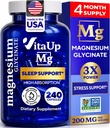 Magnesio Glycinate 200mg - Stati Uniti d'America Integratore di Magnesio fatto per il sonno, il cuore, le ossa, il supporto Metabolismo - capsule di biglicinato di magnesio ad alto assorbimento - 240 capsule vegane