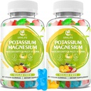 Gummie di Magnesio di potassio, Gummie di potassio per i bambini adulti, Glicinato di Magnesio ad alto assorbimento per Crampe di gambe e salute immunitaria, senza zucchero, aromi misti vegani, 120 Conte