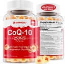 Zucchero gratis CoQ10 Filled Gummies 250MG, Coenzyme Q10 w/Magnesium Glycinate, Niacin No-Flush Vitamin B3, E & Folic Acid, CoQ10 ad alto assorbimento per HEA-rt, Energia cellulare & Antiossidante