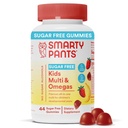 SmartyPants Kids Multivitamin Gummies, Sugar Free: Omega 3 (ALA), Vitamina D3, C, Vitamina B12, B6, A, K & Zinc per il supporto immunitario, Biotin, Erythritol Free, Strawberry Banana, 44 Count (22 Day Supply)