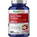NusaPure Aceto di sidro di mele Complesso 1500 mg 180 tappi di veg adatti per vegetariani e vegani, non OGM