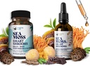 Brain Superfoods Bundle - Organic Sea Moss & Smart Shrooms, Capsules and Liquid Drops Bundle, Organic Irish Seamoss e 7 Adaptogenic Supplements for Memory and Focus. Gocce liquide in aroma di cioccolato