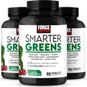 FORCE FACTOR Smarter Greens Tablets, 3-Pack, Greens Supplement con 25+ Superfoods e Antiossidanti per migliorare la digestione, ridurre lo stress, rafforzare l'immunità e sostenere il metabolismo, 270 compresse