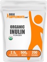 BulkSupplements.com Polvere di Inulina Organica - Integratore di Inulina, Polvere di fibra solubile - Vegan & Gluten Free - 2.5g per Serving, 500g (1.1 lbs) (Pack of 1)