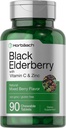 Horbaach Black Elderberry with Vitamin C and Zinc | 90 Chewable Tablets | Mixed Berry Flavor | Immune Support Complex | Vegetariano, Non OGM e Gluten Free Supplement