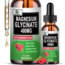 Magnesio Glycinate Gocce liquide, Magnesio puro Glycinate 400mg per Bone, 6X supplemento di magnesio liquido ad alto assorbimento, vegano, non OGM, senza glutine | 30 Serve