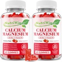 Calcium Magnesium Zinc Gummies con Magnesio ad alto assorbimento 300mg, Supplemento di calcio con D3 per ossa, muscoli e supporto immunitario per bambini e adulti, aroma di fragola, 120 Conte