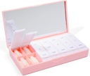 PORT X POLISH Designer Weekly Pill Box Organizer (AM/PM 2X Daily, Blush Pink) | Compact, Elegante 7-Day Vitamin Supplement Case | Carino Portable Mini Travel Medicine Carrier | BPA-Free Pillbox Caddy