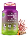 Calcio a base vegetale 500mg (Aquamina) – Vegan Calcium Magnesium Zinc D3 con vitamina K2 e curcuma organica – Miglioramento della salute e della forza muscolare, Supporto immunitario per le donne e gli uomini - 90 Conte