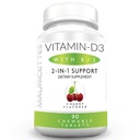 Mauricettes Chewable Vitamin D3 con K2 – 2 in-1 Bone & Heart Health Support – Immune Booster – Natural Cherry Flavor – 90 compresse per adulti e bambini