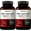 NatureBell Zinc Quercetin con Vitamina C & D3, 480 Capsule (2 Pack) | Quercetin 1.000mg + Zinc 50mg + Vitamina C 250mg + Vitamina D3 5000 IU | 4-in-1 Advanced Immune & Lung Support | ZincVanta Formula