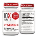 10X Salute Vitamina C 1000mg - 120 Capsule Vitamina C, Acido Ascorbico ad Alta Dose per Immunità, Protezione Antiossidante, Supporto Collage & Tessuto per Adulti - VitaminC 1000 mg - Non OGM, Senza Glutine