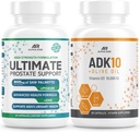 Miglior supporto per la prostata Over-The-Counter - Integratore per la salute della prostata per gli uomini (60 capsule) + ADK 10 supplemento di vitamina + olio d'oliva per un migliore assorbimento (90 capsule vegetariane)