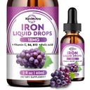 Supplemento di ferro liquido per le donne, gli uomini e i bambini - gocce di ferro liquido con Folate, vitamina C, B6, B12 per l'anemia, globuli rossi, supporto energetico - Sapore di uva, 2 Fl Oz