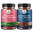 Bundle di palmetto di sega ad alta resistenza per le donne e Balancing Berberine Plus 1200mg Complex - DHT Blocker Thickening Hair Vitamins for Hair Loss - Antioxidant Berberine con Ceylon Cinnamon Capsule