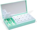 PORT X POLISH Designer Weekly Pill Box Organizer (AM/PM 2X Daily, Mint) | Compact, Elegante 7-Day Vitamin Supplement Case | Carino Portable Mini Travel Medicine Carrier | BPA-Free Pillbox Caddy