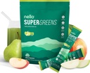Nello Supergreens Superfood Drink Mix con clorella, Moringa, spinaci, broccoli, enzimi digestivi e probiotici – Apple Pear Flavor, 20 Serve, Travel Pack