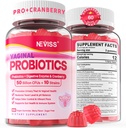 Probiotici vaginali Gummies for Women PH Balance, Odor Control with Prebiotics, Cranberry, D-Mannose, promuove Feminine sana flora vaginale, Tratto urinario, lievito, supporto digestivo, senza zucchero, 120Ct