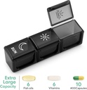 BUG HULL Organizzatore settimanale di pillole 3X al giorno, ogni giorno 7 giorni Pill Box 3 volte al giorno, organizzatore di pillole di medicina di viaggio contenitore per le vitamine, integratori