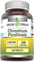 Incredibile Formulas Chromium Picolinate 1000 Mcg | Compresse Supplemento | Non OGM | Gluten-Free | Made in USA (1 Pack | 240 Count)