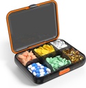 Grande organizzatore di pillole di viaggio Dispenser portatile Moisture Resistant Pill Case per le vitamine Medicazioni Olio di pesce Supplementi 6 scomparti Pill Box Dividers rimovibili (nero)