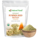 Z Cibi naturali Polvere di proteine di semi di zucca organica - Nutriente-Dense Fiber Supplemento, Polvere di proteina di zucca vegana per la salute del muscolo delle unghie della pelle dei capelli - Ideale per le ricette di cottura di Smoothies Shake, 1 lb