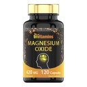 tnvitamins Magnesium Oxide 420mg - 120 capsule | 4 mesi di fornitura! | 100% Valore giornaliero di Magnesio Ossido in una capsula | Oxido de Magnesio | Non-OGM, Made in the USA