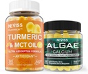 NEVISS Zucchero Gratuito Curcumina Gummies + Algae Marine Calcium Supplement 600mg, Alta Assorbimento, Vegan