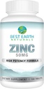 Best Earth Naturals 50 Mg Integratori di zinco - Integratore di supporto immunitario - Antiossidante naturale ad alta potenza - 100 compresse (100 giorno-fornitura)