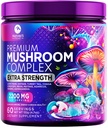 Polvere di supplemento di funghi 2200mg - 11 in 1 polvere di formula complessa con leoni organici Mane, Reishi, Cordyceps, Chaga, Turchia supplemento di estratto di funghi per la memoria e il supporto del cervello - 60 Serve