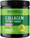 NATURELO Collagen Peptide Powder, Collage idrolizzato Tipo I & III, Pelle Capelli & Joint Health - Non aromaed, 16 once | 45 Servings