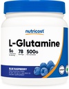 Polvere di L-Glutamina di Nutricost (500 Grammi) (Blue Raspberry)