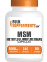 BulkSupplements.com MSM Capsule - Methylsulfonylmethane, MSM 3000mg - Integratori Congiunti, Gluten Free, 4 Capsule per Serving, 240 Count (Pack of 1)