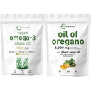 Micro Ingredienti Olio di Oregano Softgels 300 Conta & Vegan Omega 3 Algae Olio Supplemento Bundle 2 Confezione | Carvacrol & Thymoquinone | Spettro completo Omega-3 alternativa