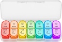 Organizzatore di pillole settimanali 2 volte al giorno - AM PM Pill Organizer con 7 Daily Color-Coded Small Cases, Mattina e Notte Travel Pill Cases for Vitamins, Medicine, & Supplements
