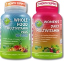 SUPPLEMENTARI STUDIO Supporto Multi-Sistema femminile completo Duo – Multivitaminico Alimentare Intero Senza Ferro + Donna Multivitaminico Giornaliero con Ferro – Vegan, Non OGM, Clean Daily Wellness Support