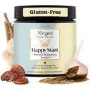 Winged Wellness Happy Start, Mood Boosting Bevo Polvere per le donne - Happy Mind & salute ormonale, Mood Support Supplemento con Maca rossa, Ashwagandha, Mushrooms & More - Cioccolato, 30 Serve