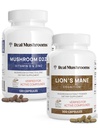 Funghi reali Vitamina D2, Zinco, Chaga, Reishi (120ct) e Lion's Mane (300ct) Bundle - Immunità e supporto cognitivo, Zinco Chelato per un migliore assorbimento - Vegan, Gluten Free, Non OGM