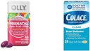 OLLY Ultra Strength Prenatal Multivitamin Softgels con supporto di sviluppo del cervello + Colace Clear Sgabello Softener Capsule, 28 Conte