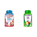 Vitafusion Fiber Well Sugar Free Fiber Supplement & Vitamina D3 Gummy Vitamine per Bone e Immune System Support, Peach, Blackberry e Fragola Aromaed, 50 mcg Vitamina D, 75 giorni di alimentazione, 150 Conte