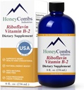 HoneyCombs Vitamina B2 Riboflavin Supplemento Gocce Liquide - Alta Potenza Vitamina B2 per Uomini e Donne - Mantenere Digestione sana, Sistema Nervoso, Capelli, Pelle, Unghie - Vitamine liquide Vegane (8 Fl oz)