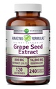 Incredibile Formulas Grape Seed 800 Mg Extract (20:1) | 16000 Mg Equivalent | Veggie Capsules | Non-GMO | Gluten-Free | Made in USA (240 Count)