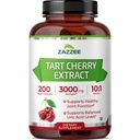 Zazzee Tart Cherry 10:1 estratto, 3000 mg di resistenza, 200 capsule vegane, 6+ mesi di fornitura, Kosher certificato, concentrato e standardizzato 10X estratto, 100% vegetariano, tutto naturale, senza glutine, non OGM