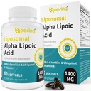 Acido lipoico alfa lipoico 1400mg Softgels, ALA Supplemento con L-Carnitina 1000mg, Ubiquinol (Active CoQ10) 100mg e Vitamina E 10mg, Acido alfa-lipoico per antiossidanti, Nerve,Energia 60 Softgels