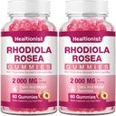 2 Pacchetti Rhodiola senza zucchero Rosea Gummies Adaptogenic Rhodiola Rosea Supplemento & Cortisol Blocker for Performance, Stamina, Mood & Motivation - Non-GMO, 120 Vegan Chews