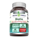Incredibile Formulas Biotin 10.000 mcg | Tavole dissolve veloci | Non OGM | Gluten Free Supplement | Made in USA (Strawberry | 60 Count)