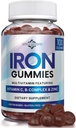 Gummie di ferro per le donne, gli uomini e i bambini - Supplemento di ferro con vitamina C, A, Vitamine B Complesso, Biotina e Zinco - Multivitaminico Chewable Iron Gummies per gli adulti - alternativa alle pillole di ferro, capsule, compresse