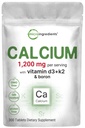 Micro Ingredienti Calcium 1,200 mg con vitamina D3 & K2, 300 compresse | Integratori di calcio per le donne e gli uomini | Supporto complesso minerale Bone, denti, colon & salute cardiovascolare | Non OGM, senza glutine
