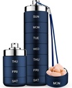 Organizzatore di viaggio della pedana di viaggio del metallo di Mossime, organizzatore di vitamina portatile di 7 giorni Stackable, impermeabile 1 volta A scatola di pillola di giorno, contenitore di grandi pillole, organizzatore di medicina quotidiana per la vitamina, olio di pesce, supplemento