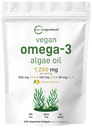 Micro Ingredienti Vegan Omega 3 Algae Oil, 240 Veggie Softgels | Fish Oil Alternative | DHA 500mg & DPA 100mg | Carrageenan Free | Plant-Based Omega 3 con Flaxseed & ALA | Limone aromatizzato